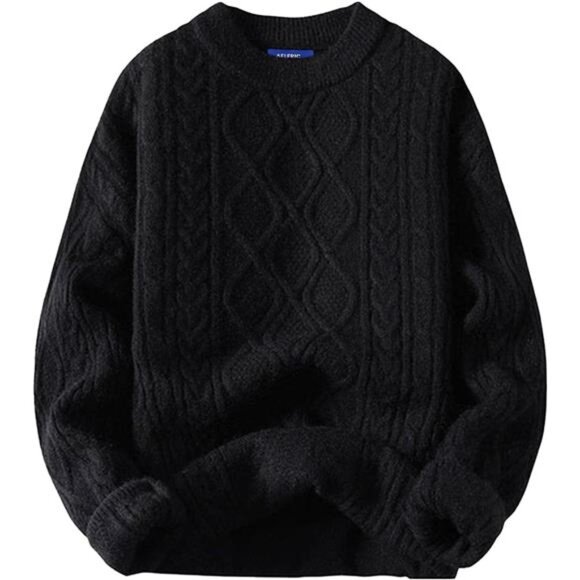 Women's Oversized Sweater Vintage Knitted Sweater Long Sleeve Crewneck Pullover